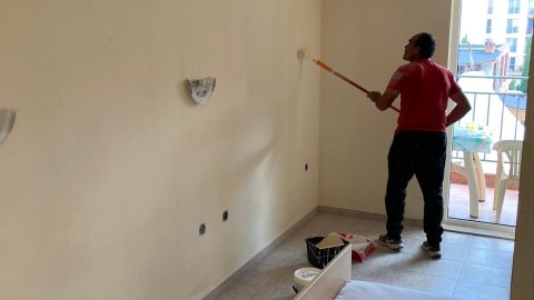 in 3 days we finished painting the apartment and repairing the boiler